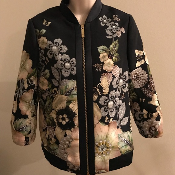 Ted Baker Jackets & Blazers - Ted Baker floral zip up jacket size 2 (OBO)